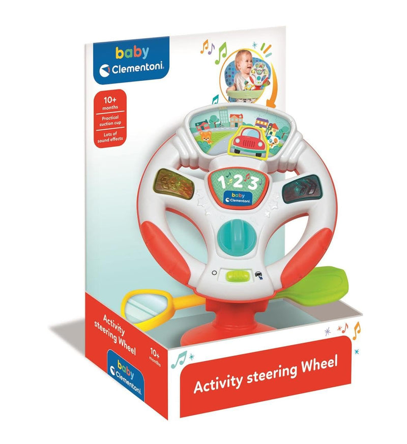 Clementoni Baby Infant Toys - Turn & Drive Activity Wheel - Development & Activity, Interactive Music Toys For Child Seat, Lights & Sounds, Learning Toys, Toddler 6 Months, Batteries Included, 17899