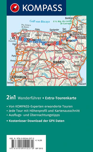 KOMPASS Wanderführer Jakobsweg Spanien, 40 Etappen: mit Extra-Tourenkarte, GPX-Daten zum Download