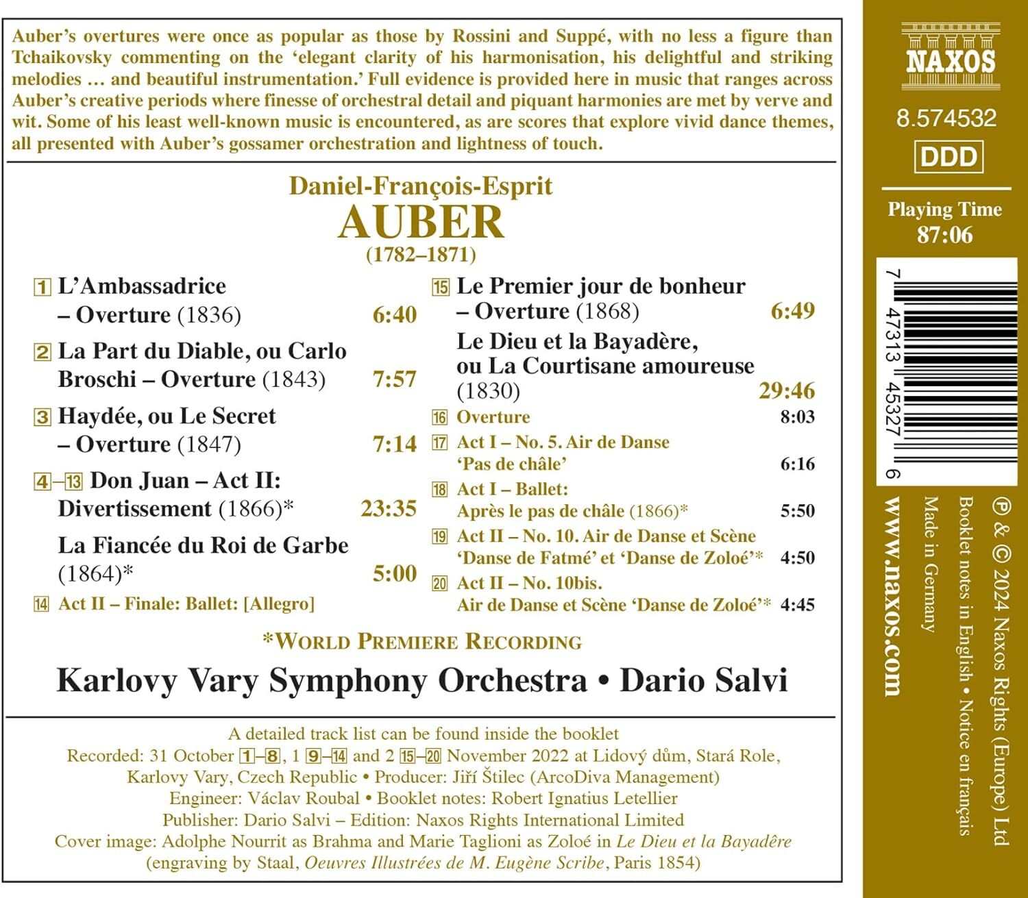 Daniel-François-Esprit Auber: Overtures - Volume 6
