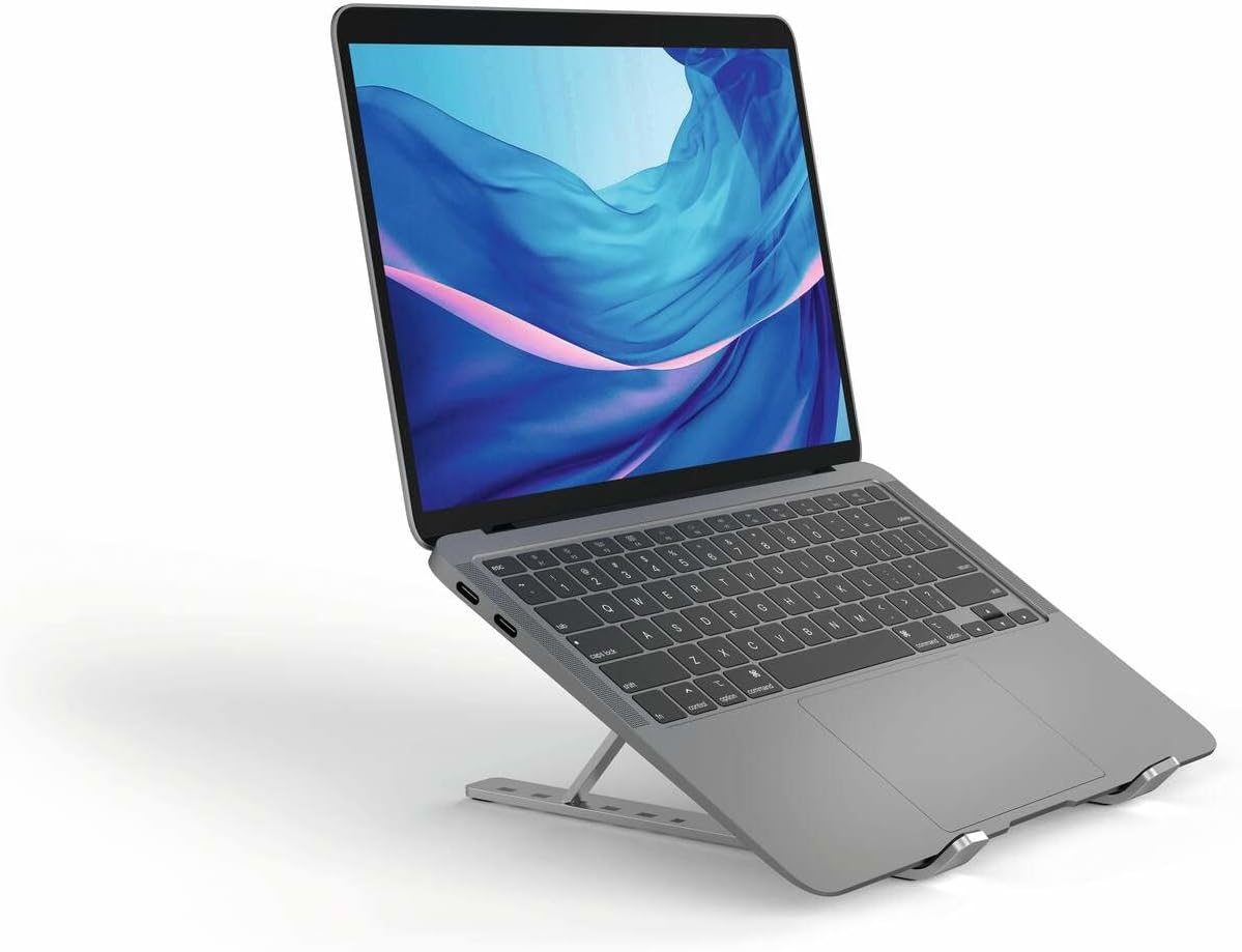 Durable Laptop Stand for Laptops And Tablets | Foldable And Height Adjustable | Includes Travel Bag | Silver
