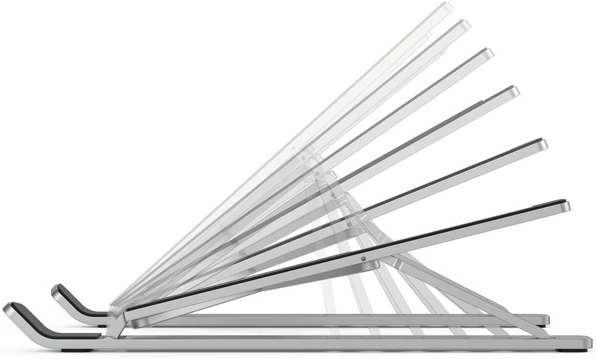 Durable Laptop Stand for Laptops And Tablets | Foldable And Height Adjustable | Includes Travel Bag | Silver