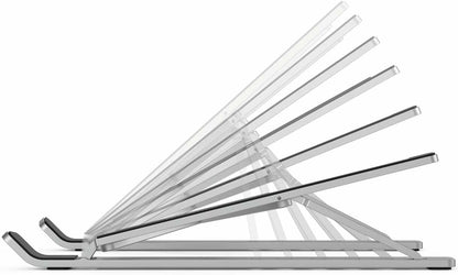 Durable Laptop Stand for Laptops And Tablets | Foldable And Height Adjustable | Includes Travel Bag | Silver