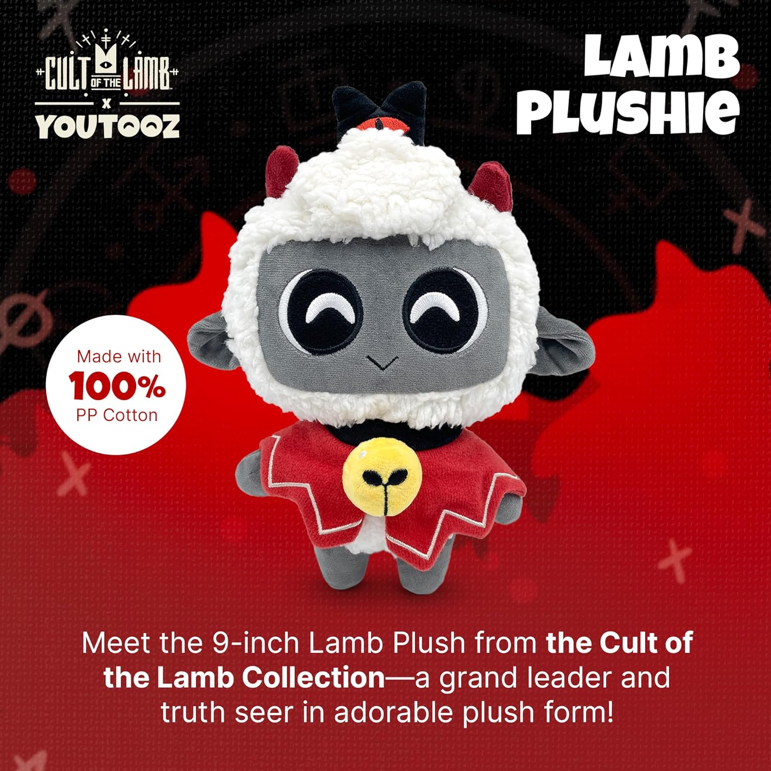 Youtooz Lamb Plushie 9" Inch, Lamb Soft Plush Collectible by Youtooz Plush Cult of The Lamb Collection