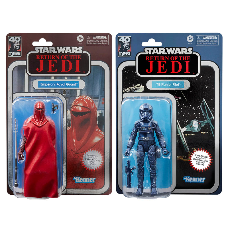 Star Wars the Black Series Carbonized Collection Emperor’s Royal Guard and TIE Fighter Pilot, 6 Inch Action Figures Pack of 2