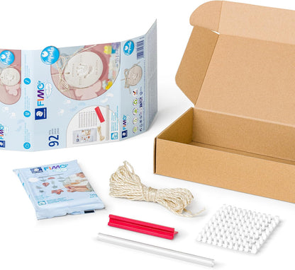 STAEDTLER 81 Set 03 FIMOair Light Air-Drying Modelling Clay - Baby Handprint Keepsake Set (Set of 92 Pieces, Including 125g Clay Block & Letter Stamp Kit)