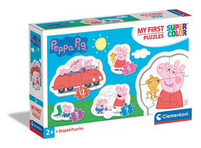 Clementoni - 20829 - Supercolor Puzzle - My First Puzzle - Peppa Pig - 3+6+9+12 pezzi - 4 puzzle sagomati - Made in Italy, puzzle bambini 2 anni+