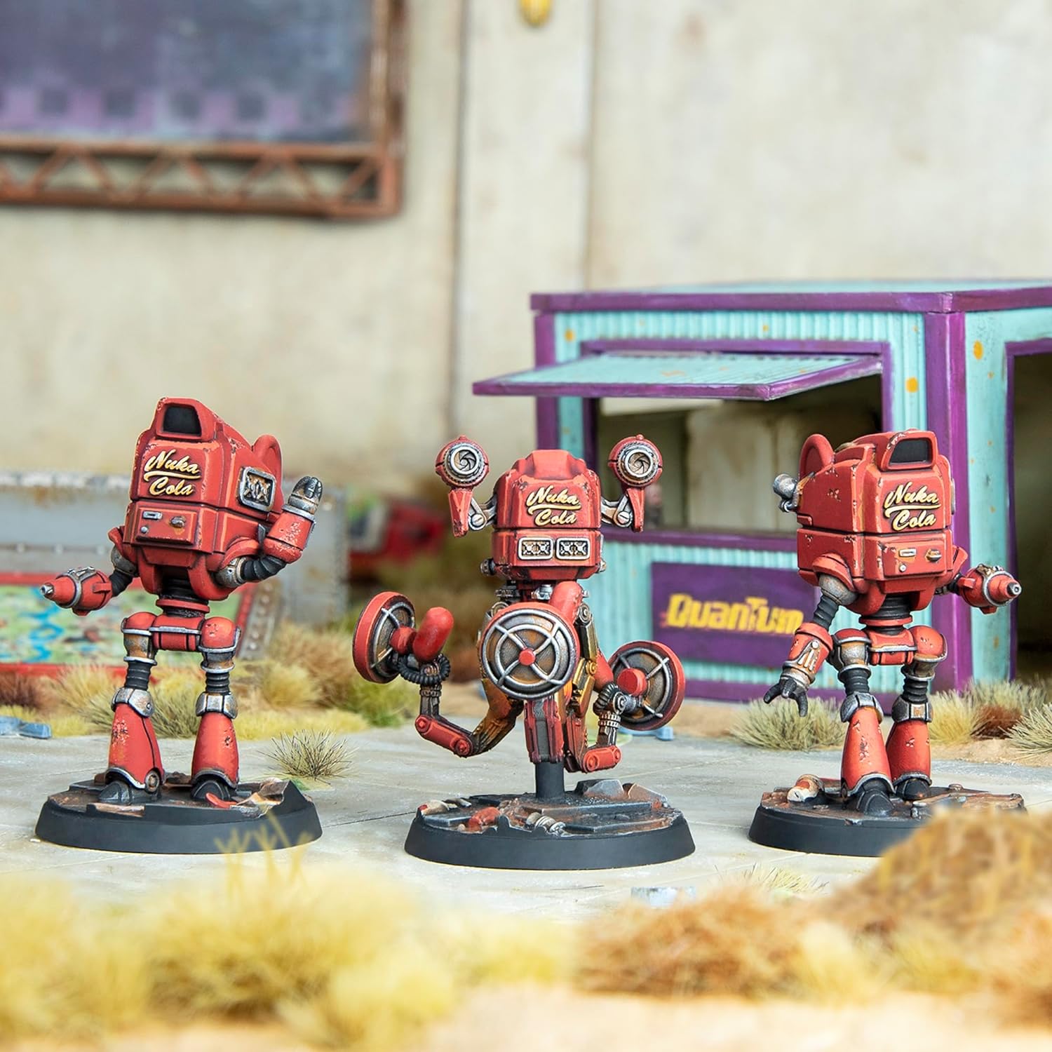 Modiphius Entertainment: Fallout: Wasteland Warfare - Robots: Starlight Theatre Staff -3 Figures, 32mm Unpainted Resin RPG Miniatures, Nuka World Wave