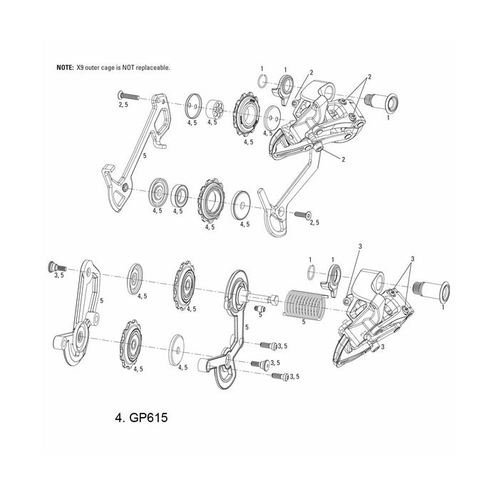 Sram MTB Jockey Wheel Set for Rear Derailleurs