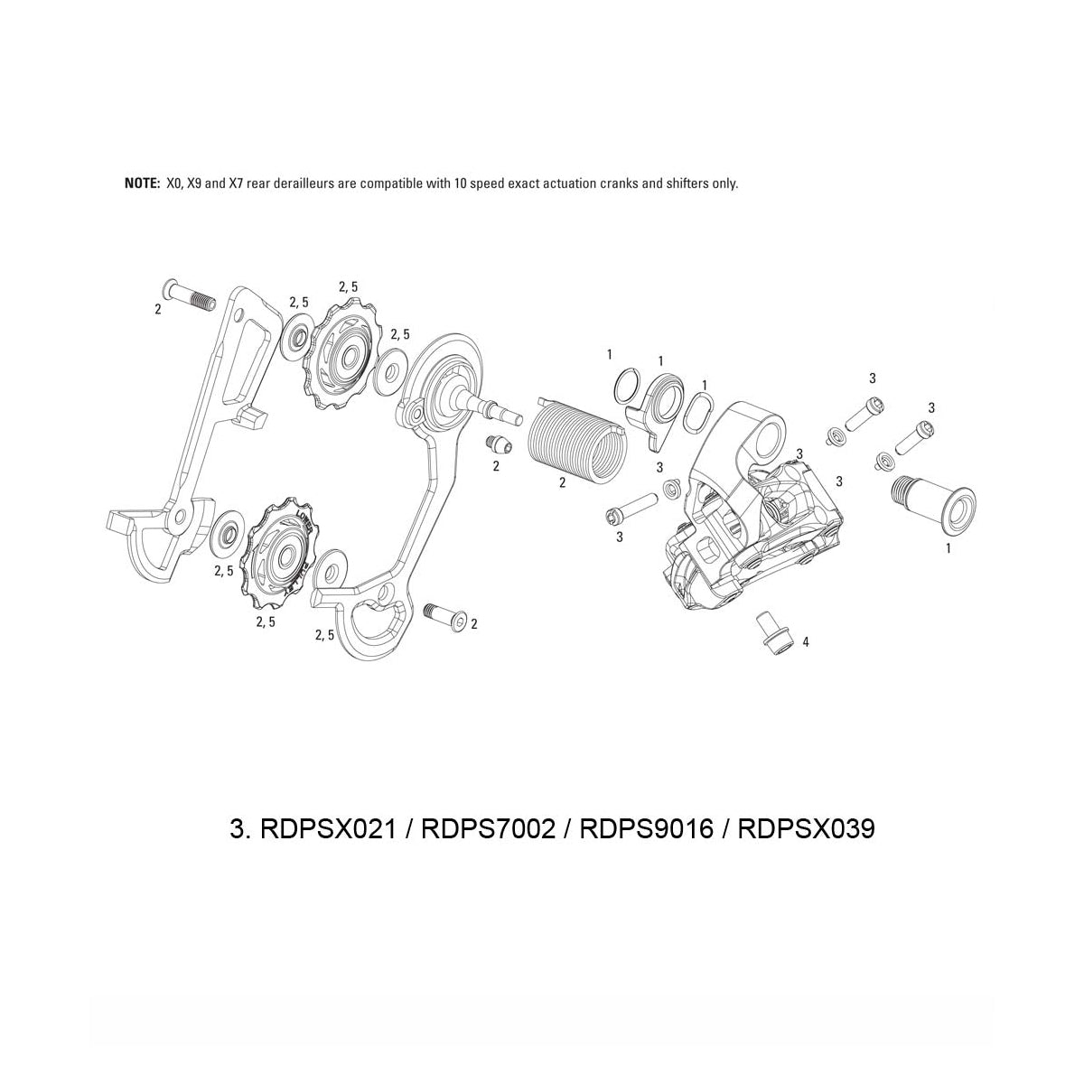 SRAM B-Screw/Limit Screw Kit for Rear Derailleur X0 2011/X0 Type 2 10 Speed, 11.7515.047.000