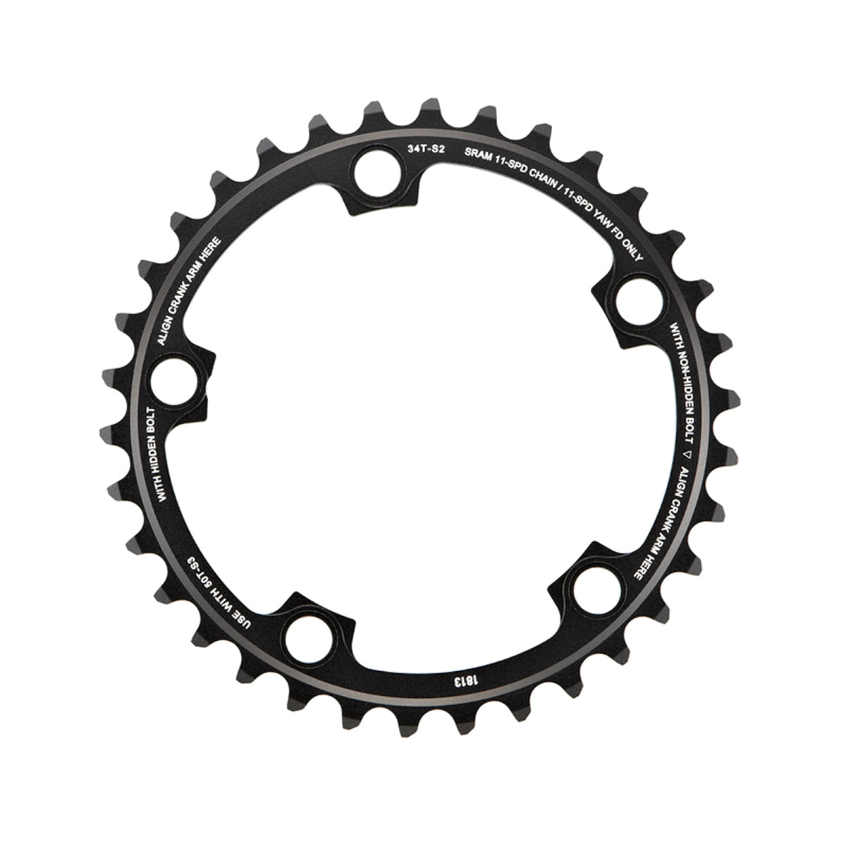 SRAM Chain Ring Road Red22/Force22/Rival22 X-Glide R 36T Yaw 11 Speed S1 110 Alum 3mm Blast Black (52-36 46-36) Black 11Speed 36T
