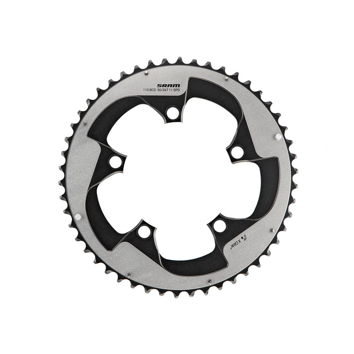 Sram Road Chain Ring 50T 11 Speed Yaw S3 Hidden Bolt/Non-Hidden Bolt 110 mm Aluminium 5 mm BB30 or GXP (50-34) - Blast Black