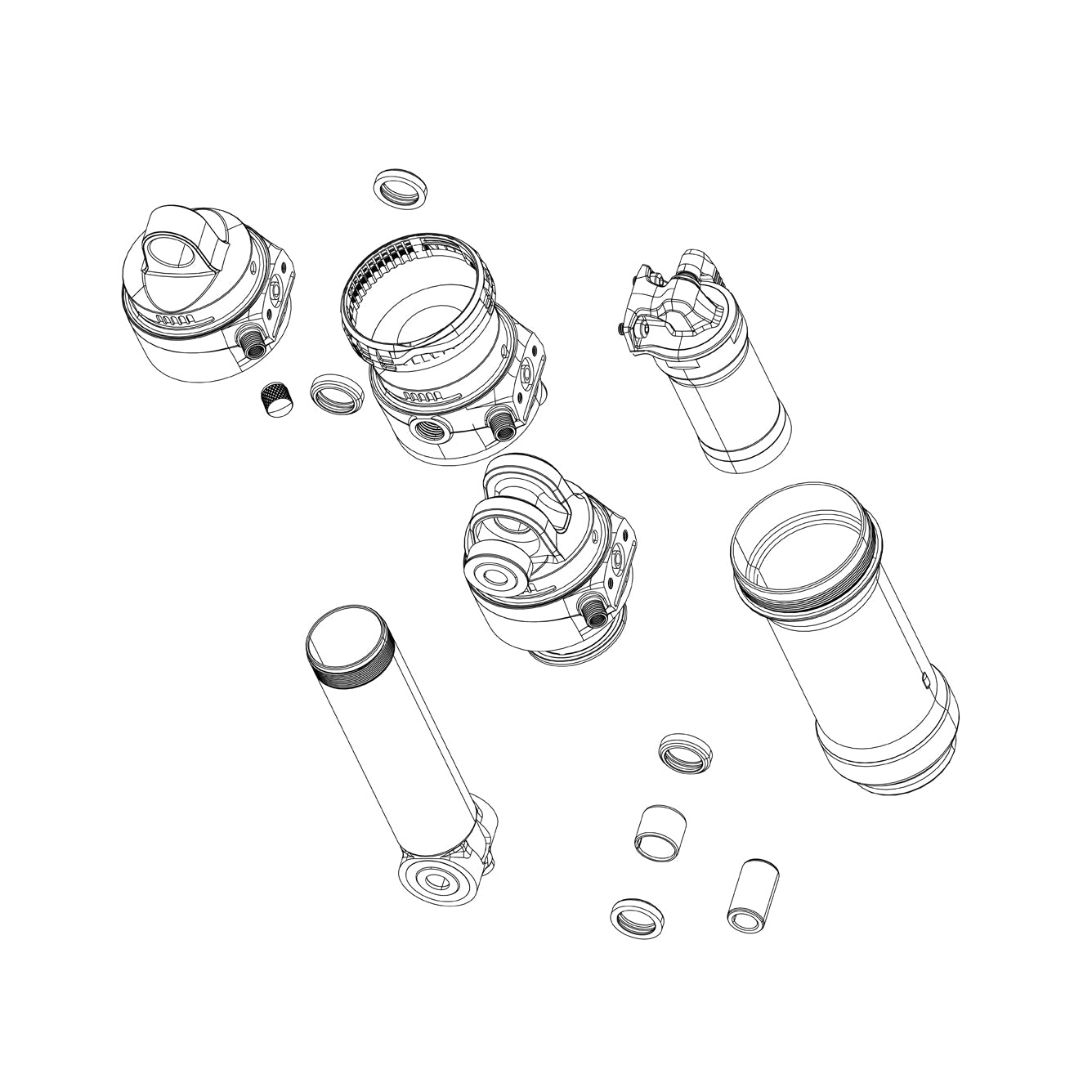 Rockshox Spare Rear Shock Spare Parts Damper Body/Ifp Bearing Eyelet 50mmincludes Damper Body Ifp Valve Core, 5mm Travel Spacer And Caps) Deluxe A1/ Super Deluxe A1 (2017+) Black