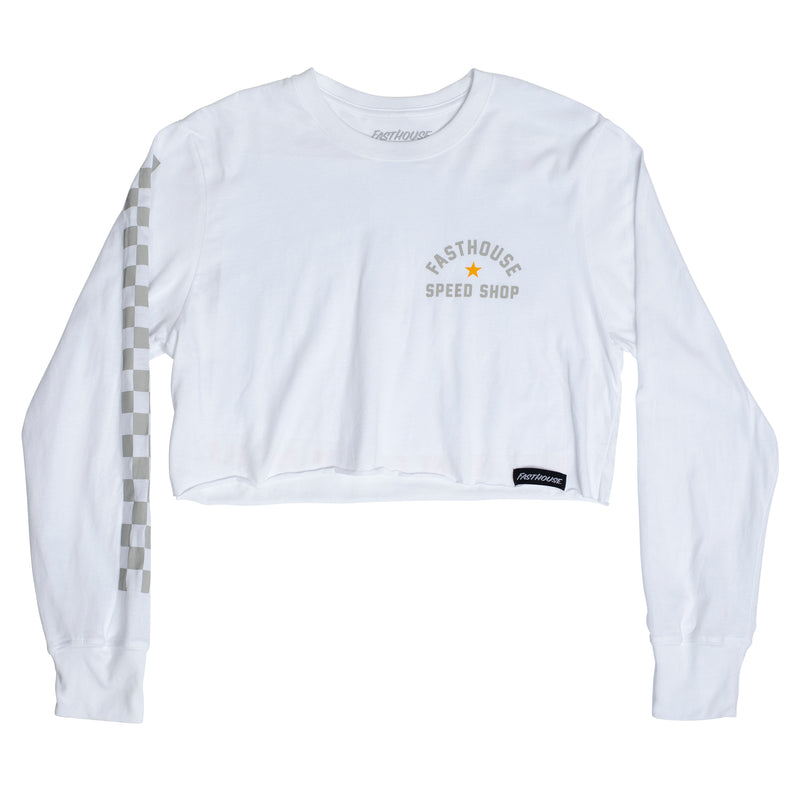 Fasthouse Womens Star Ls Crop Tee White W2XL