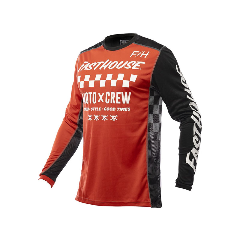 Fasthouse Youth Grindhouse Alpha Long Sleeve Jersey 2021 Red/Black Ym