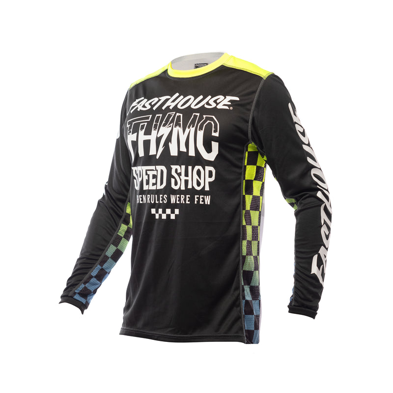Fasthouse Youth Grindhouse Brute Long Sleeve Jersey 2021 Black/Highviz Ym