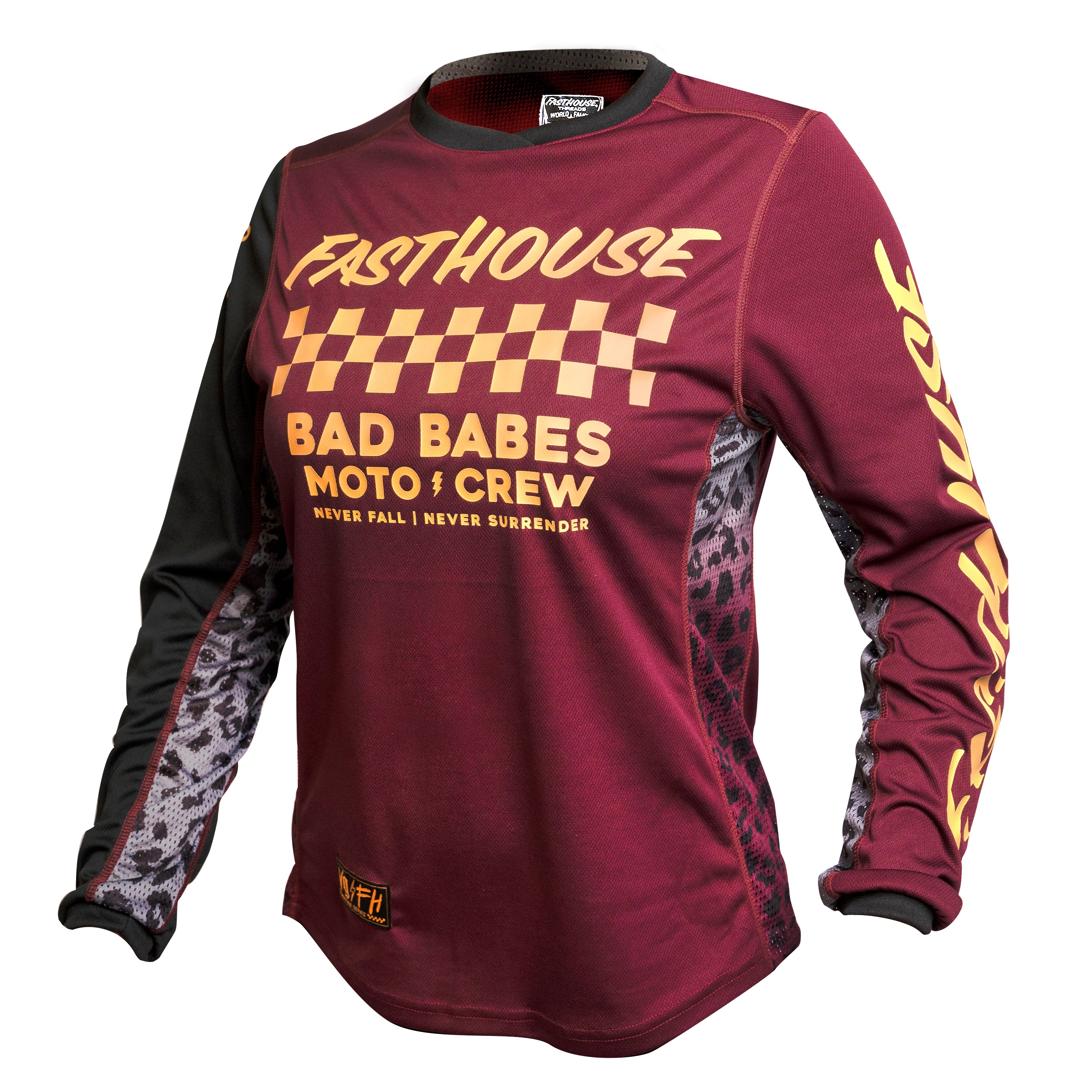 Fasthouse Women's Grindhouse Golden Crew Long Sleeve Jersey 2021 Maroon 2XL