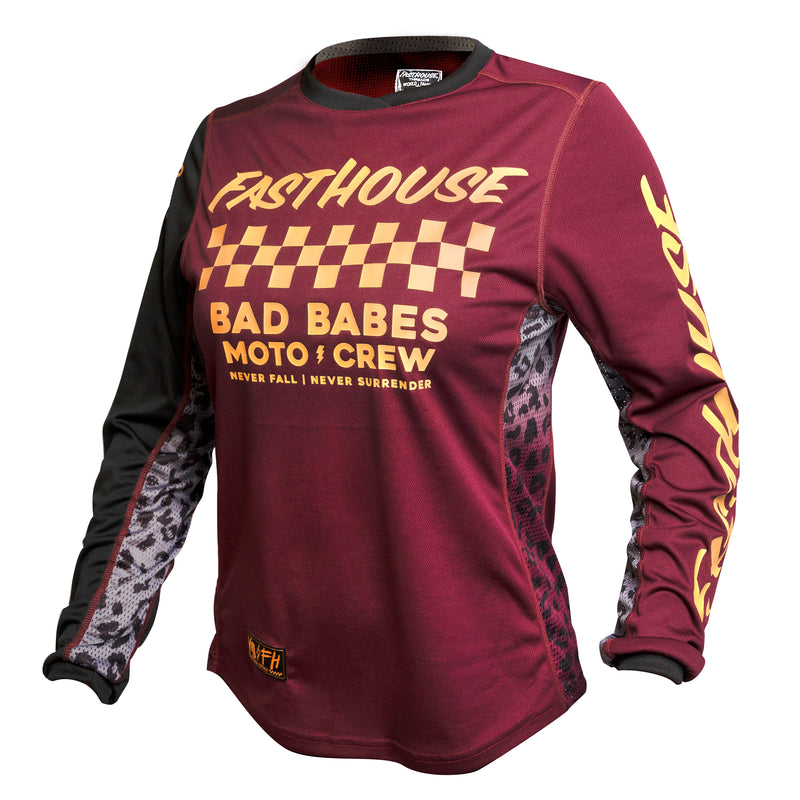 Fasthouse Women's Grindhouse Golden Crew Long Sleeve Jersey 2021 Maroon 2XL