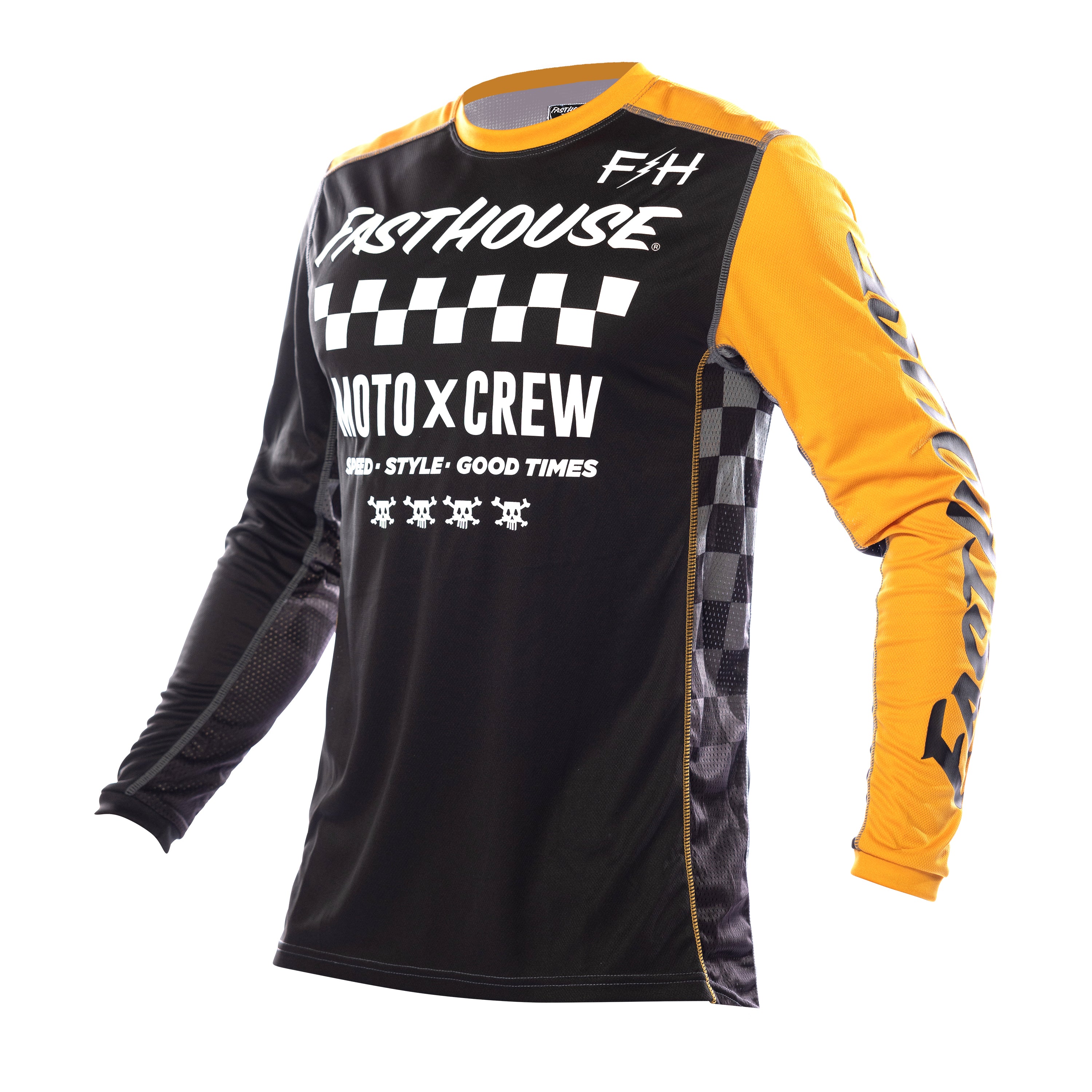 Fasthouse Youth Grindhouse Alpha Long Sleeve Jersey 2021 Black/Amber Ys