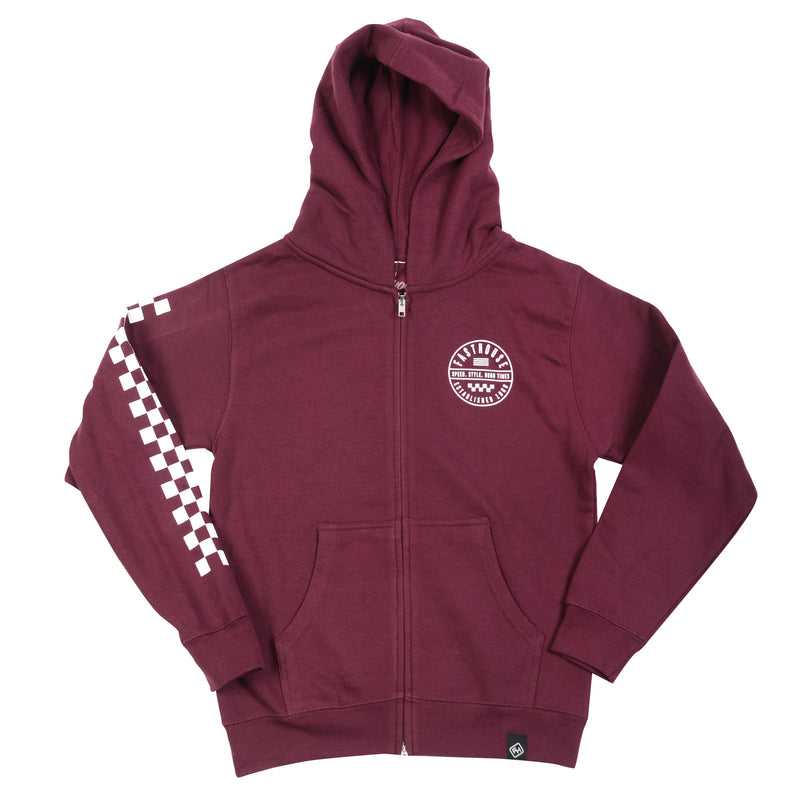 Fasthouse Youth Statement Zip Up Hoodie Maroon Ym