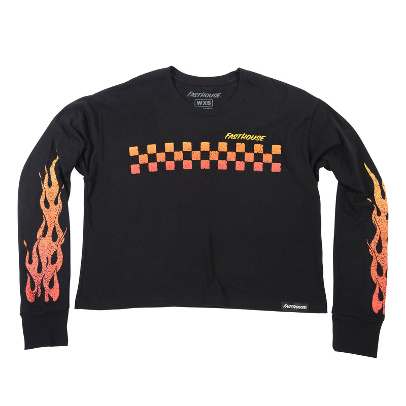 Fasthouse Women's Ricky Long Sleeve Crop Tee 2022 Black Wl