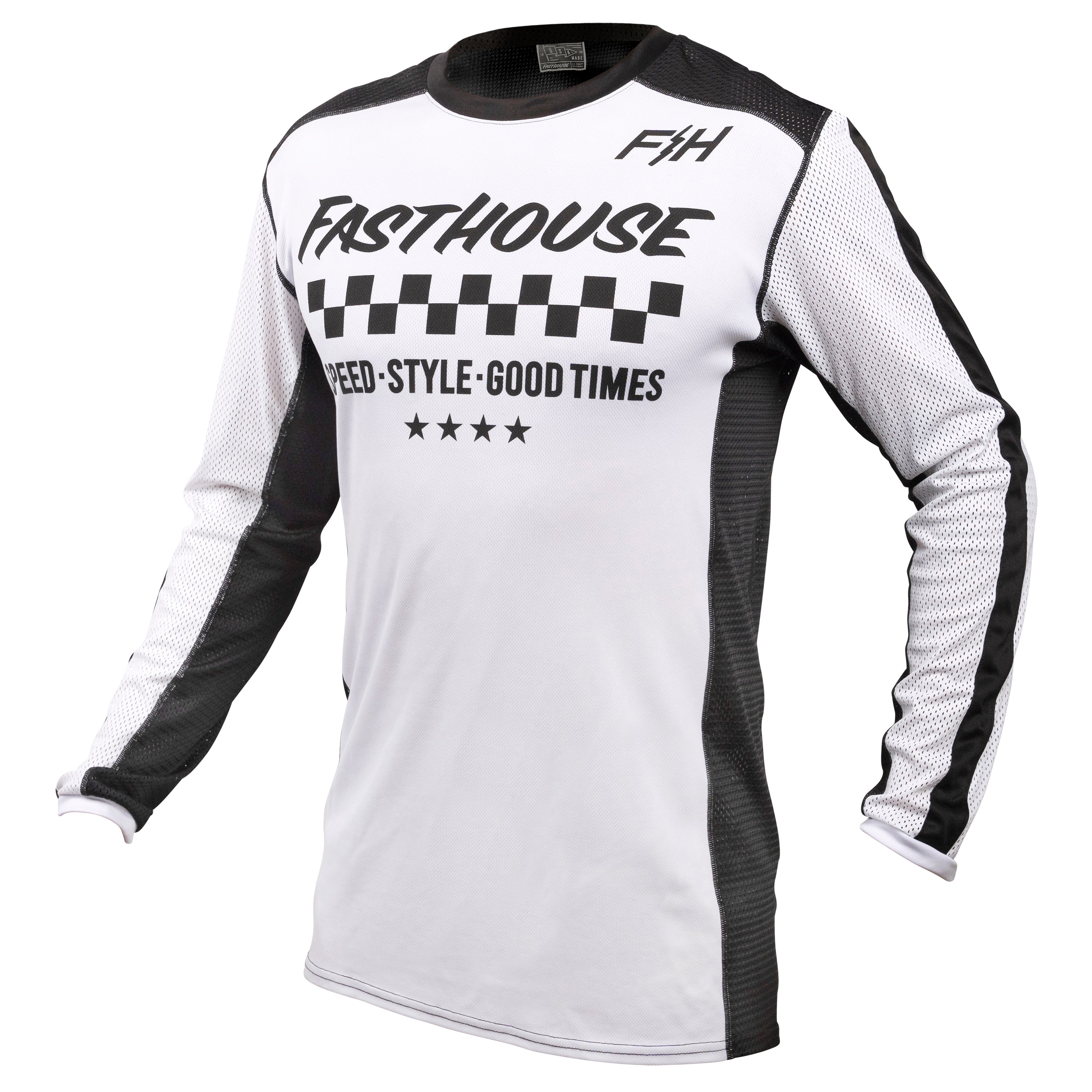 Fasthouse Usa Originals Air Cooled Long Sleeve Jersey 2022 White/Black L