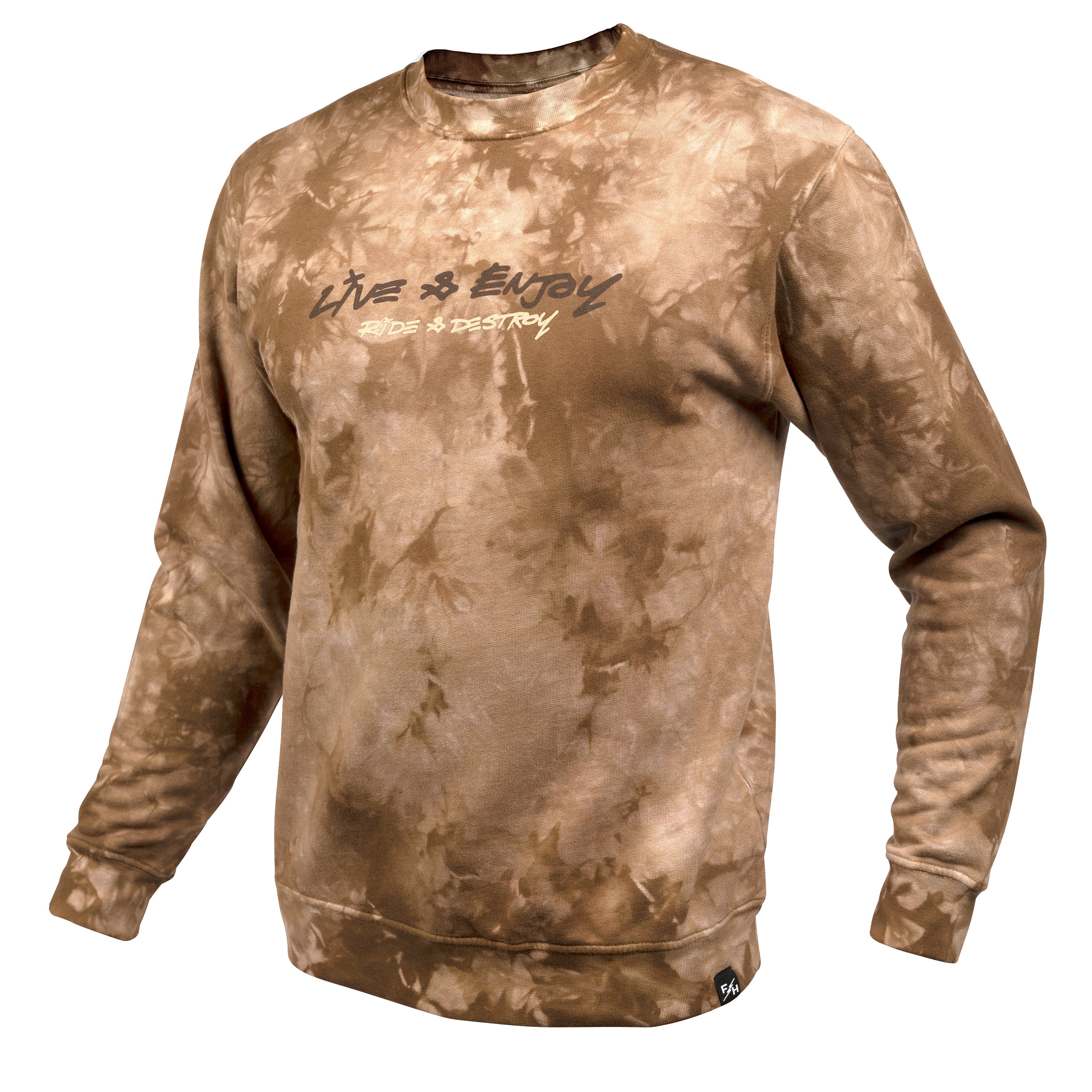 Fasthouse Emil Johansson Live And Enjoy Crew Neck Pullover 2023 Tie Dye Brown/White 2XL