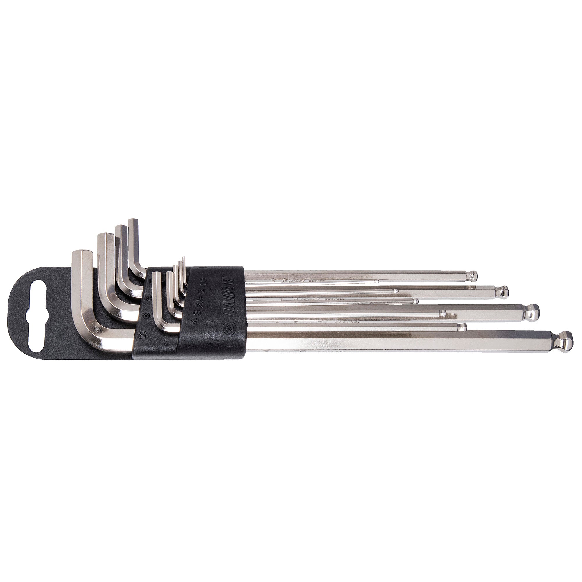 Unior Set Of Ball End Hexagon Wrenches, Long Type On Plastic Clip Red 1,5 10Mm