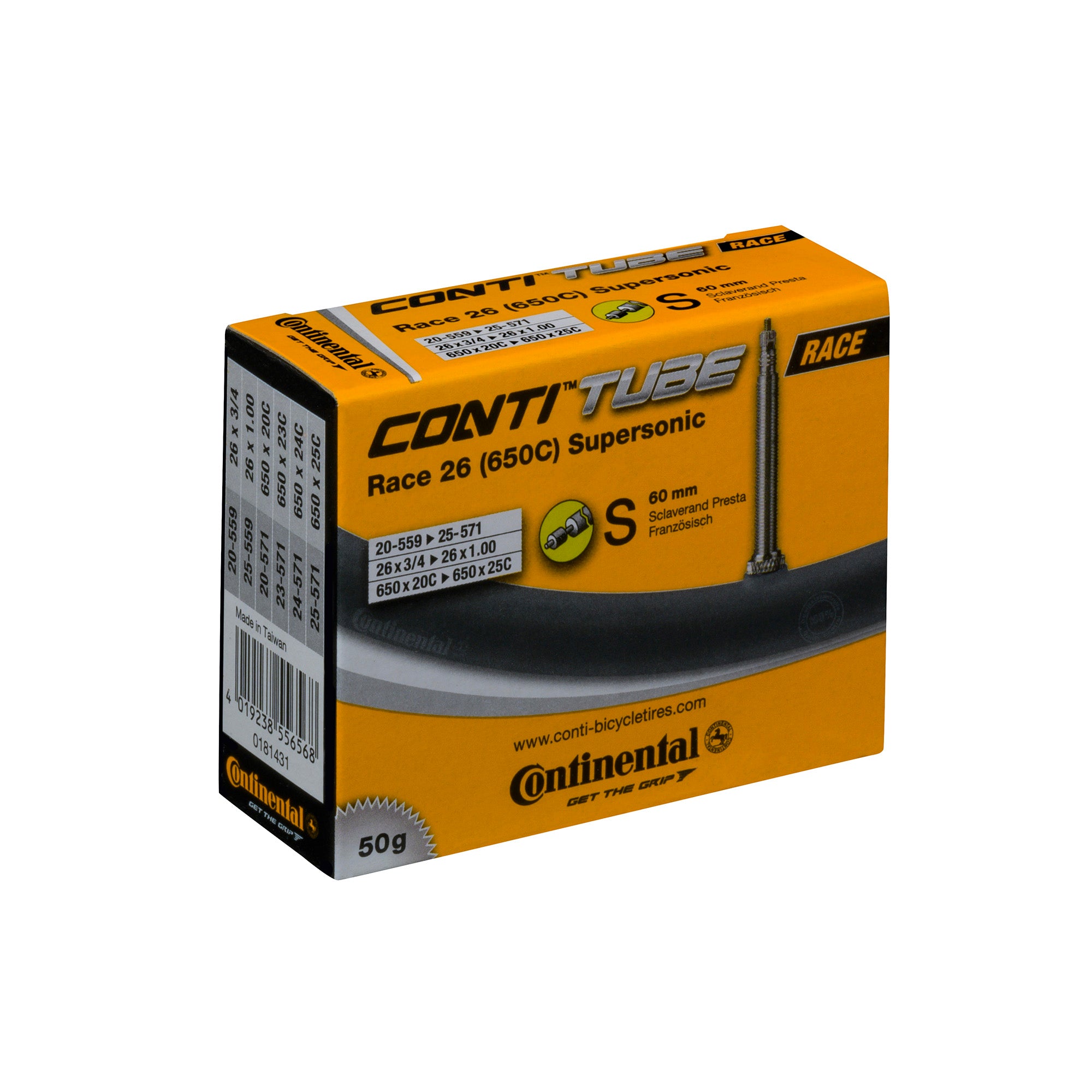 Continental Race Tube Supersonic Presta 60Mm Valve Black 26X1.00" 650X20-25