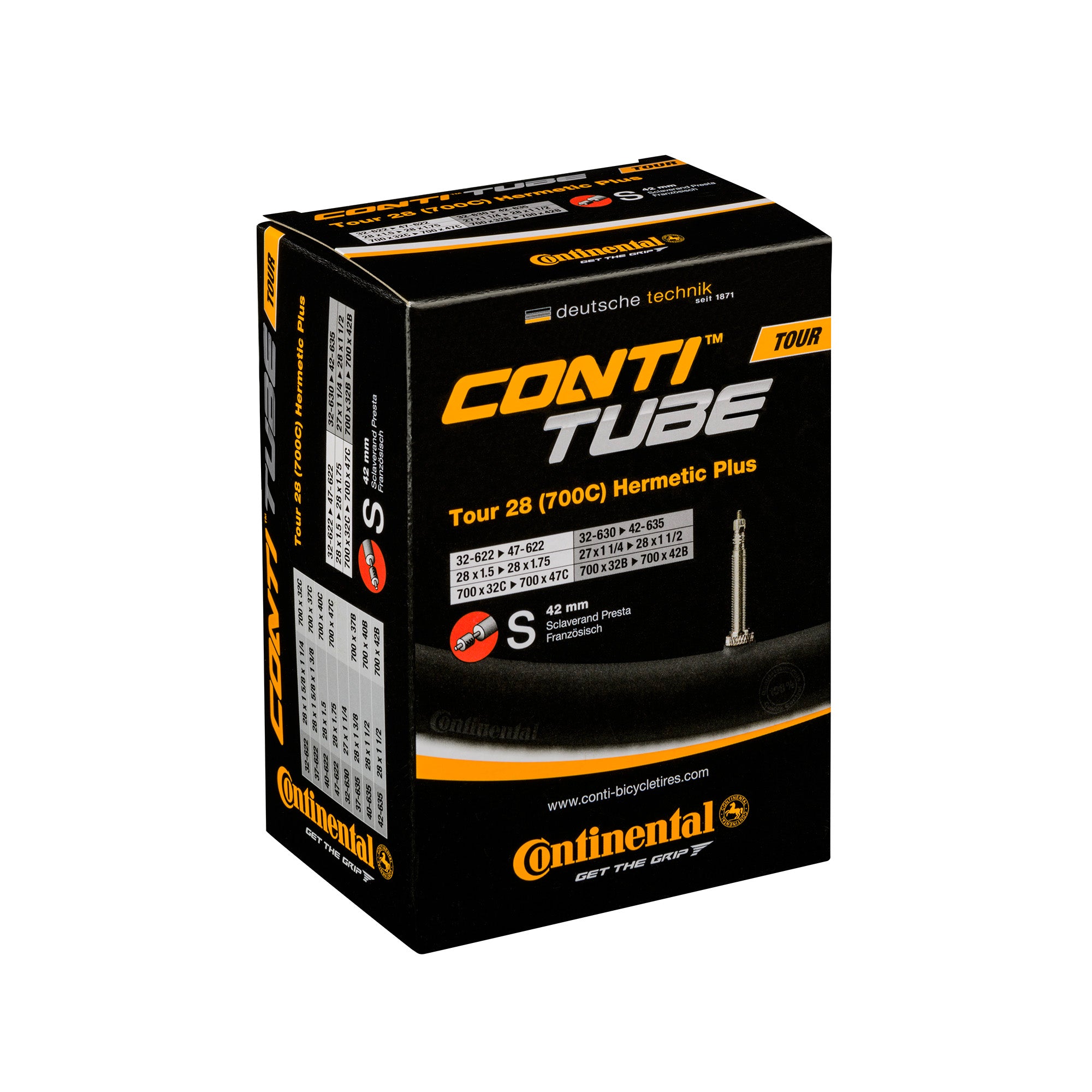 Continental Tour Tube Hermetic Plus Presta 42Mm Valve Black 700X32-47C