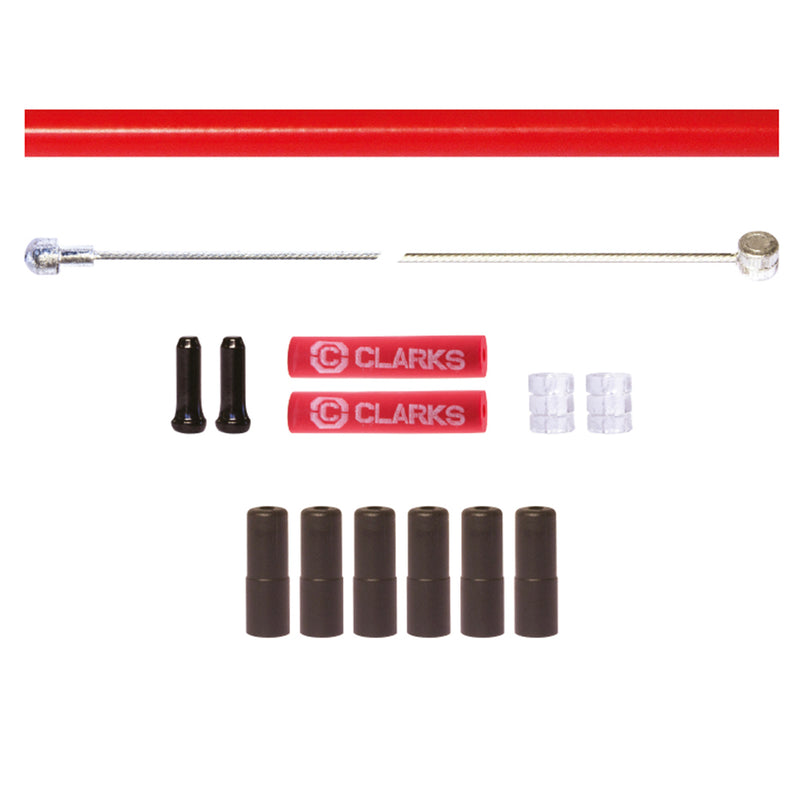 Clarks Universal S/S Front & Rear Brake Cable Kit W/P2 Red Outer Casing