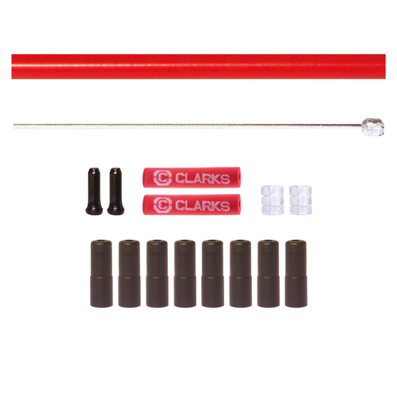 Clarks Universal S/S Front & Rear Gear Cable Kit W/Sp4 Red Outer Casing