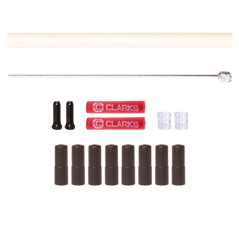 Clarks Universal S/S Front & Rear Gear Cable Kit W/Sp4 White Outer Casing