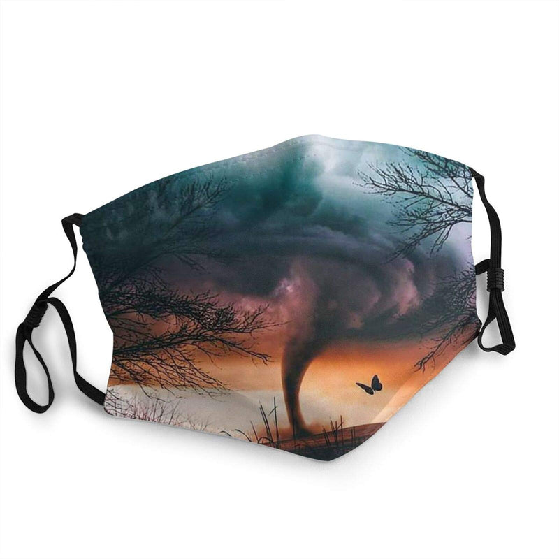 Fashion Face Mask Small Tornado Washable Face Bandanas Dust-Proof Balaclava Reusable Fabric Mask for Men Women Black, Black, One Size