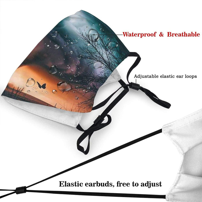 Fashion Face Mask Small Tornado Washable Face Bandanas Dust-Proof Balaclava Reusable Fabric Mask for Men Women Black, Black, One Size