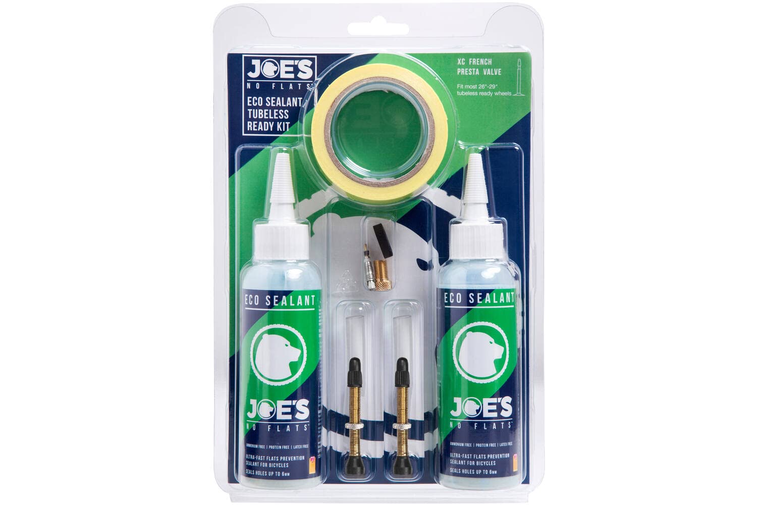 Joes NO FLATS, TUBELESS READY KIT (ECO SEALANT) 48MM VALVE / 25MM RIM TAPE