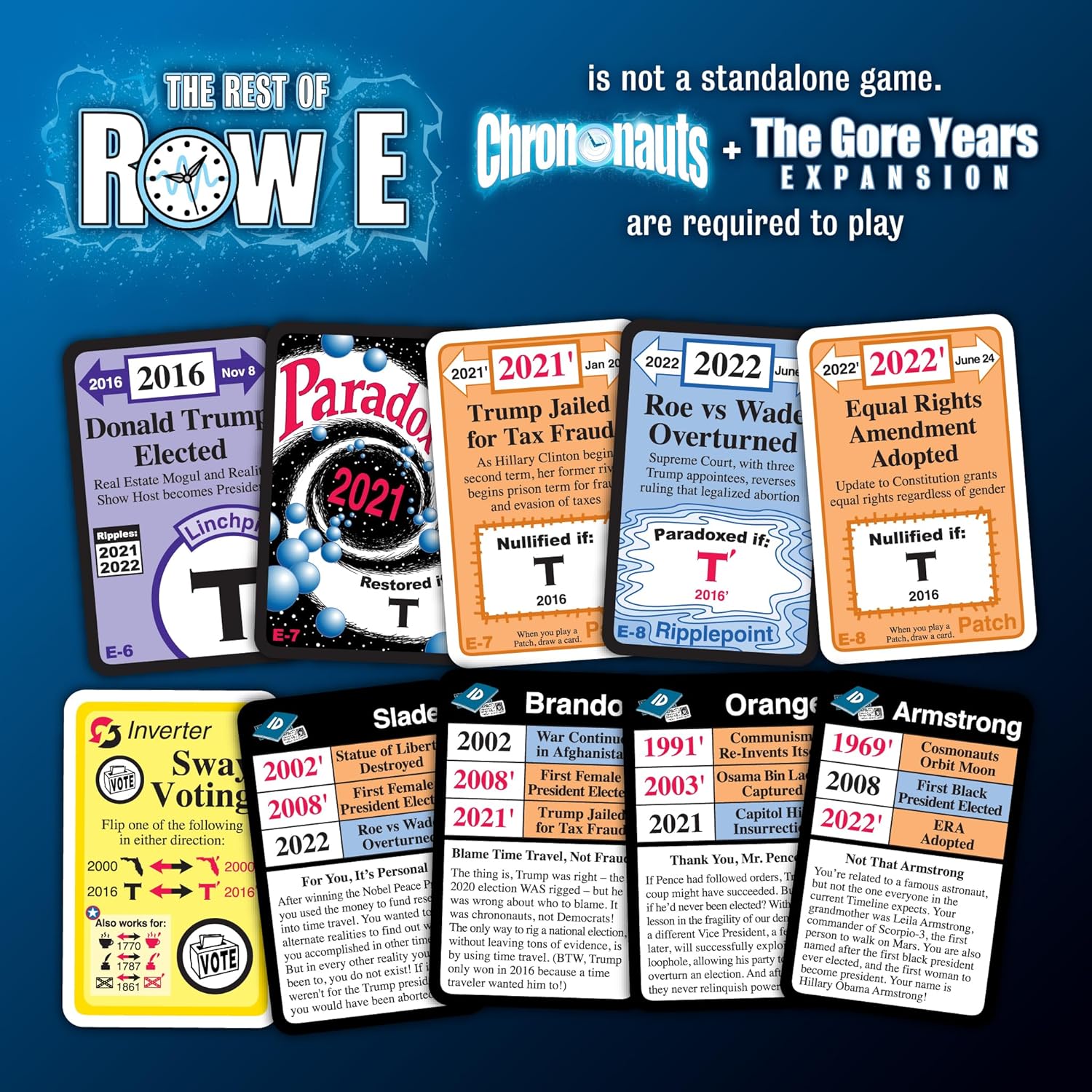 Looney Labs Chrononauts: The Rest of Row E Expansion - Brings The Timeline up to 2022!