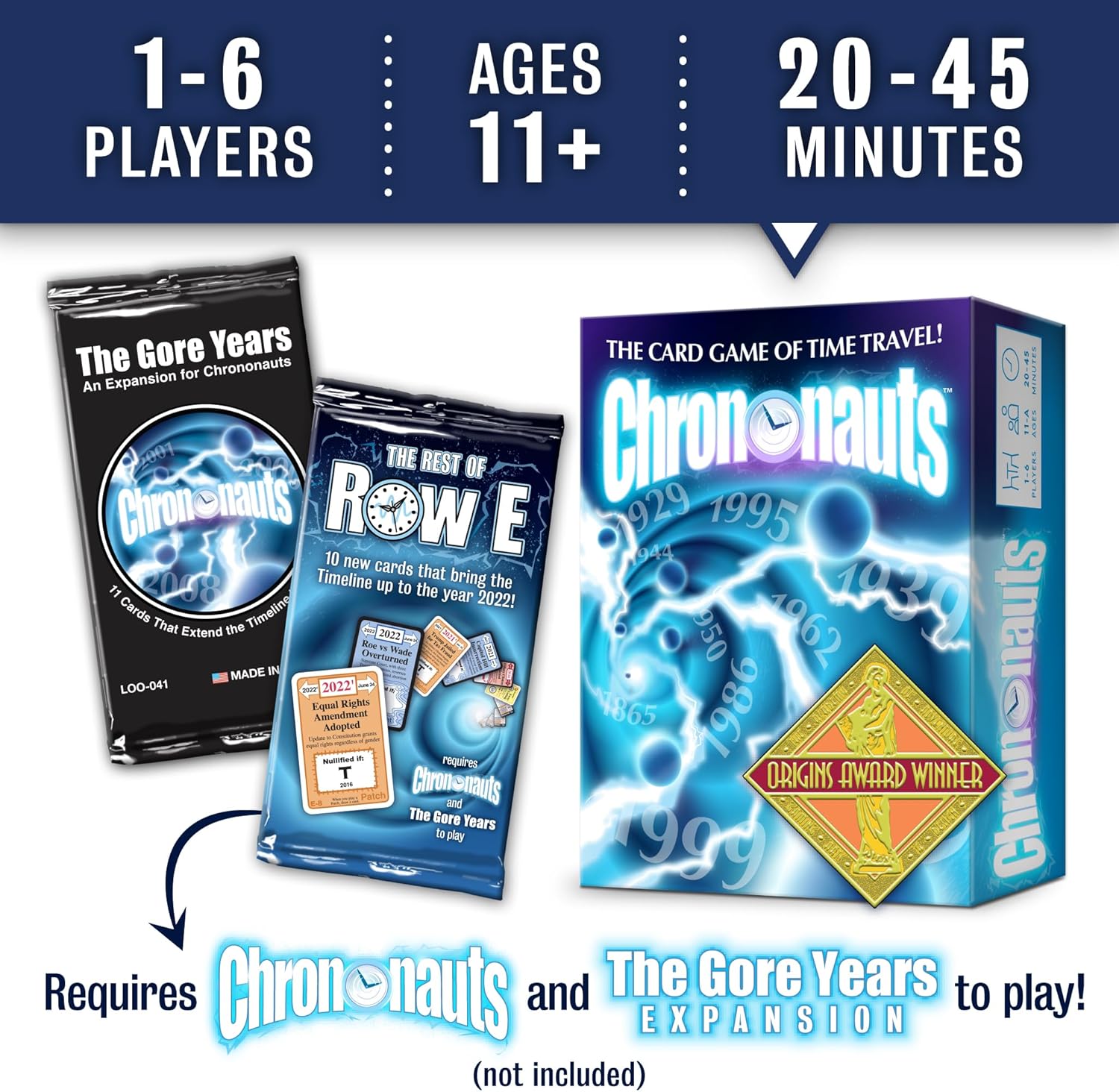 Looney Labs Chrononauts: The Rest of Row E Expansion - Brings The Timeline up to 2022!