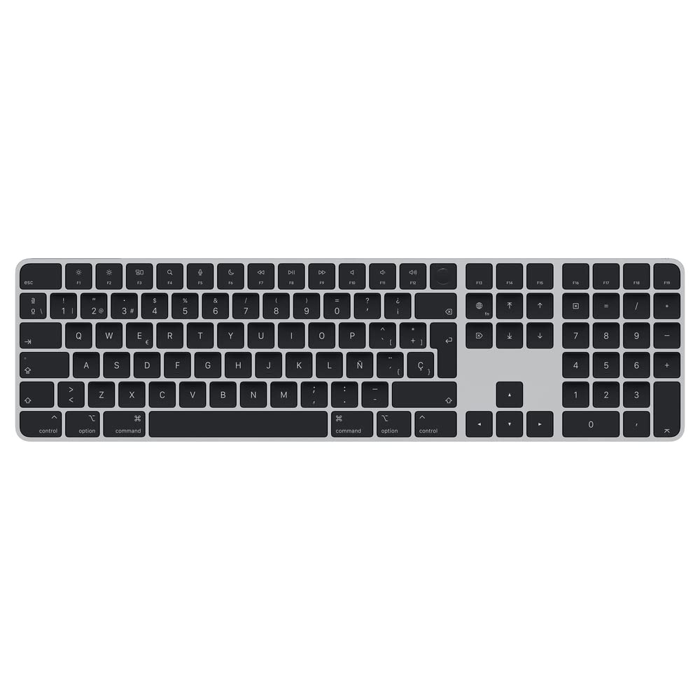 Apple Magic Keyboard met Touch ID en numeriek toetsenblok: Bluetooth, oplaadbaar. Werkt met andere Mac-computers met Apple silicon; Deens, Zwarte toetsen
