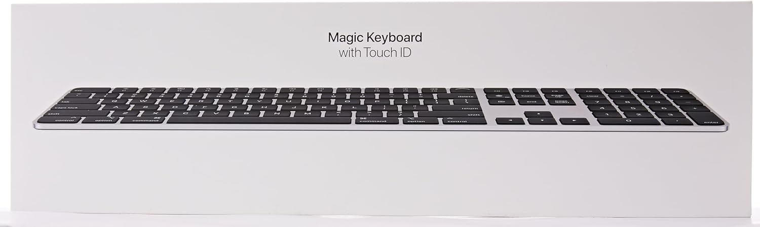 Apple Magic Keyboard met Touch ID en numeriek toetsenblok: Bluetooth, oplaadbaar. Werkt met andere Mac-computers met Apple silicon; Deens, Zwarte toetsen