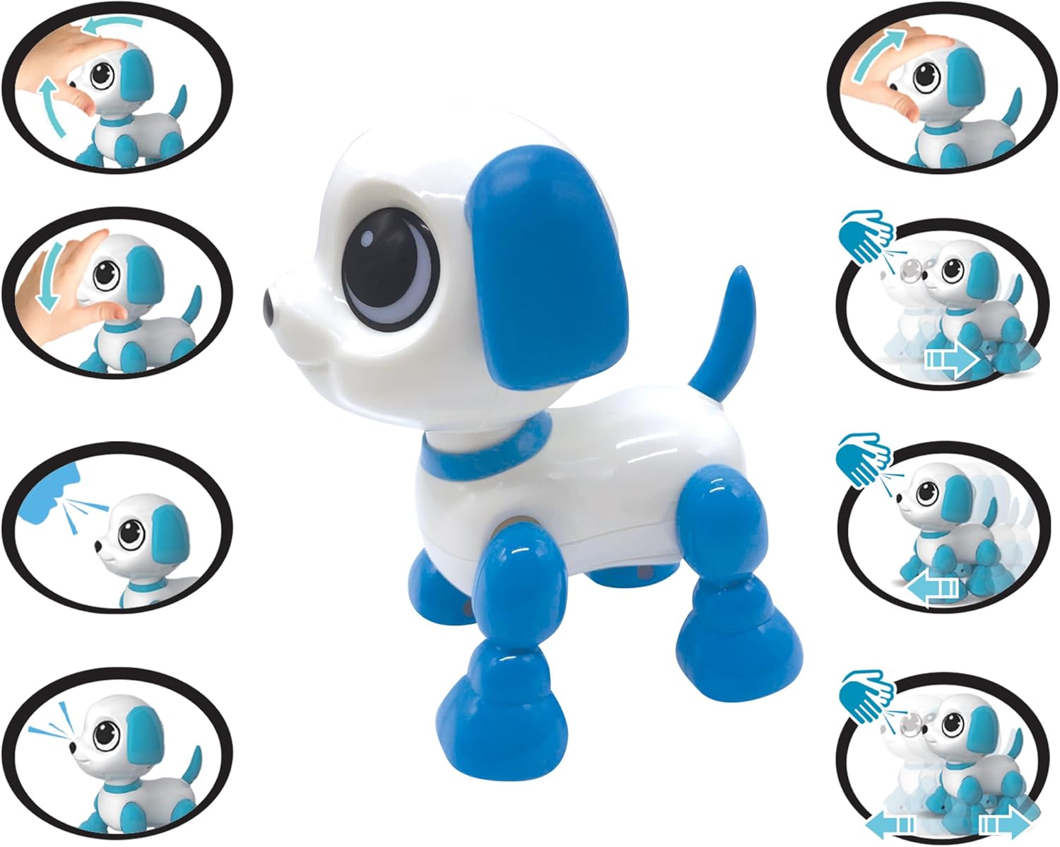 Lexibook, Power Puppy Mini, My Little Dog-Robot with Sounds, Music, Light Effects, Voice Repetition Function and Reaction to sounds, ROB02DOG, Blue/White