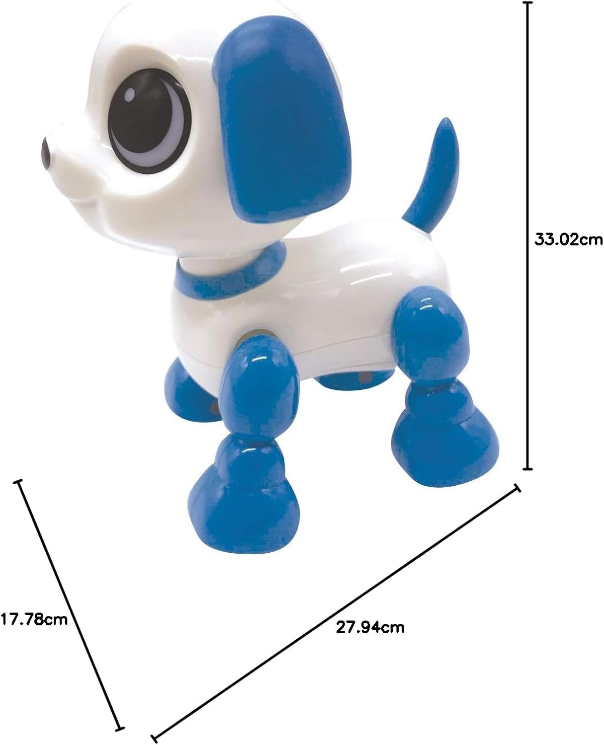 Lexibook, Power Puppy Mini, My Little Dog-Robot with Sounds, Music, Light Effects, Voice Repetition Function and Reaction to sounds, ROB02DOG, Blue/White