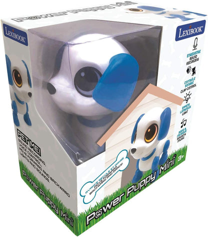 Lexibook, Power Puppy Mini, My Little Dog-Robot with Sounds, Music, Light Effects, Voice Repetition Function and Reaction to sounds, ROB02DOG, Blue/White