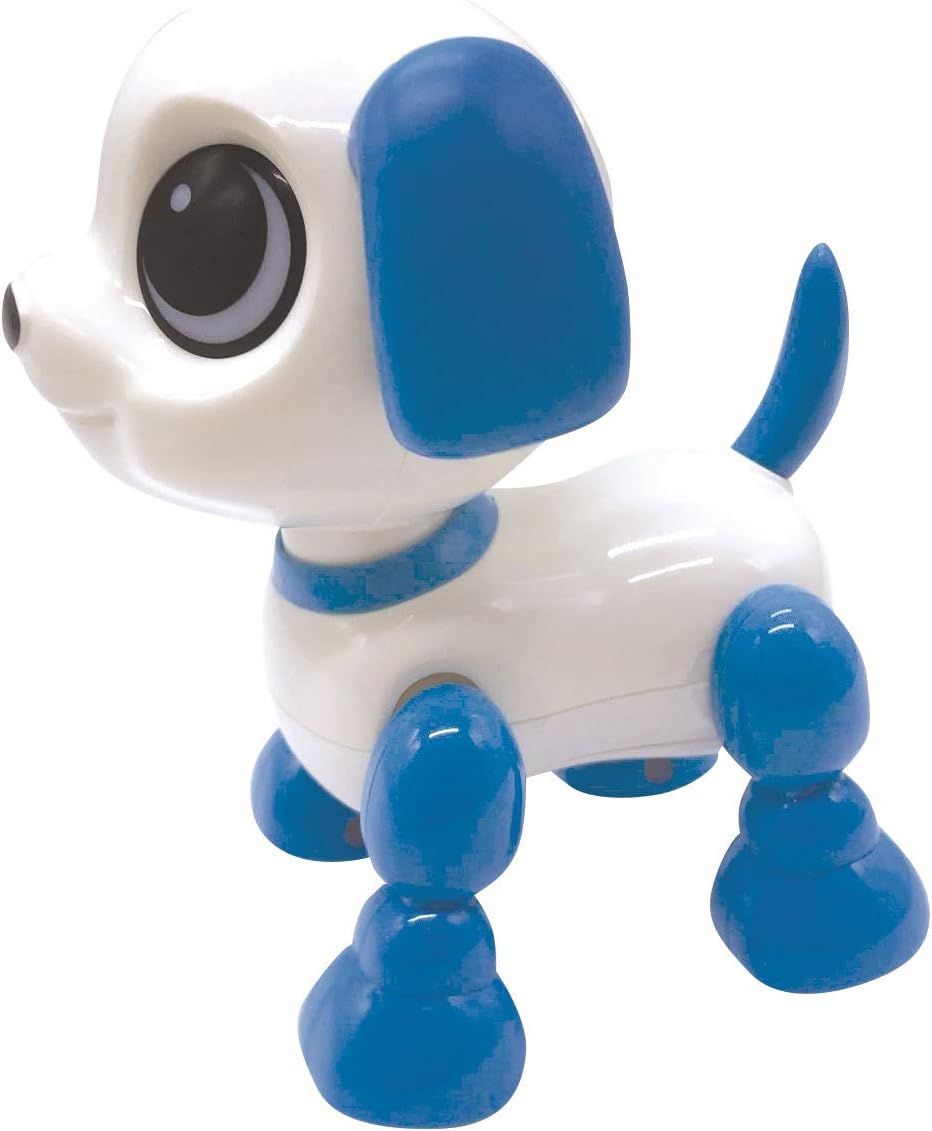 Lexibook, Power Puppy Mini, My Little Dog-Robot with Sounds, Music, Light Effects, Voice Repetition Function and Reaction to sounds, ROB02DOG, Blue/White