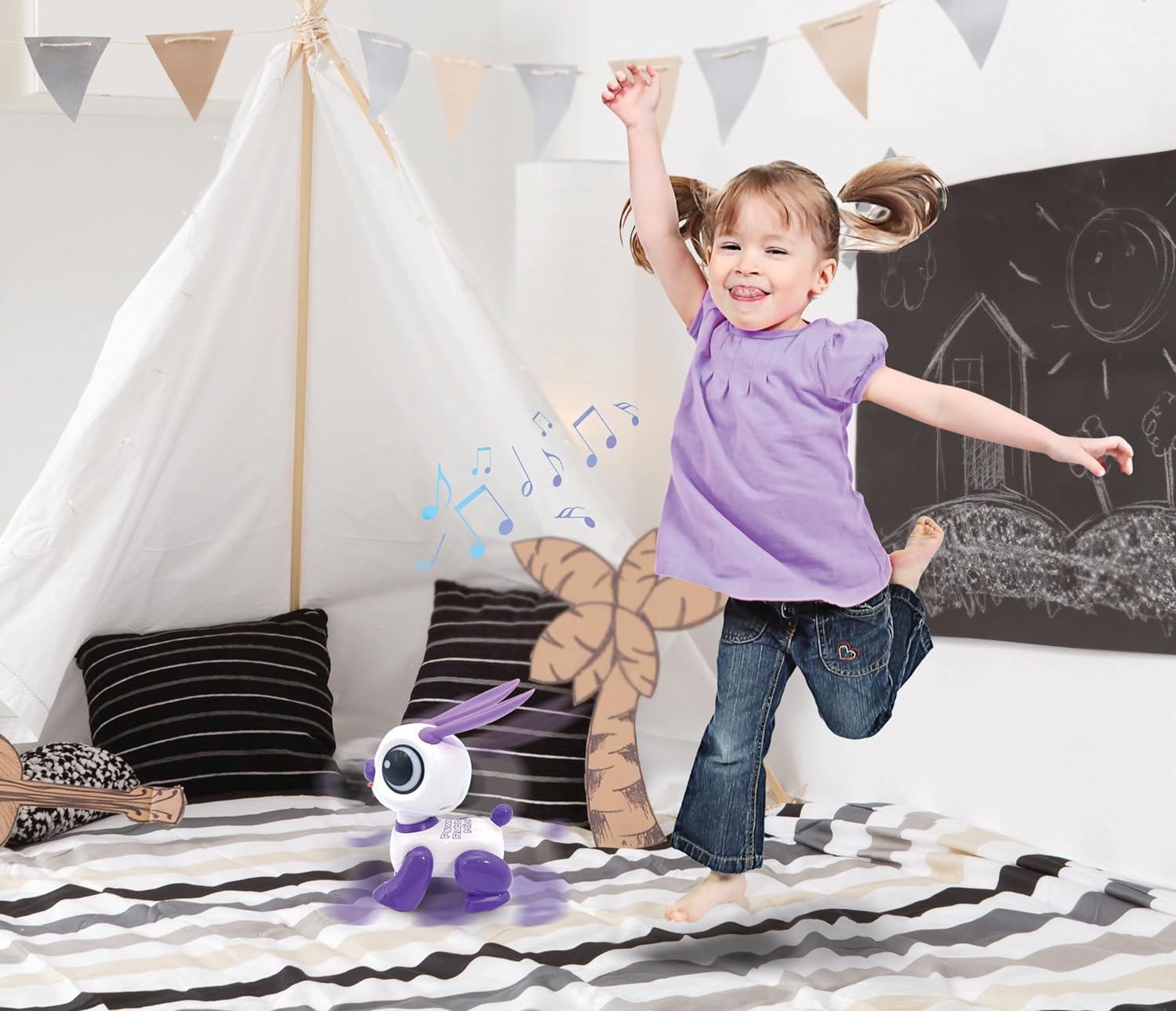 Lexibook, Power Rabbit Mini, My Little Rabbit Robot, Rabbit Robot with Sounds, Music, Light Effects, Voice Repeat and Sound Reaction, Toy for Boys and Girls, ROB02RAB