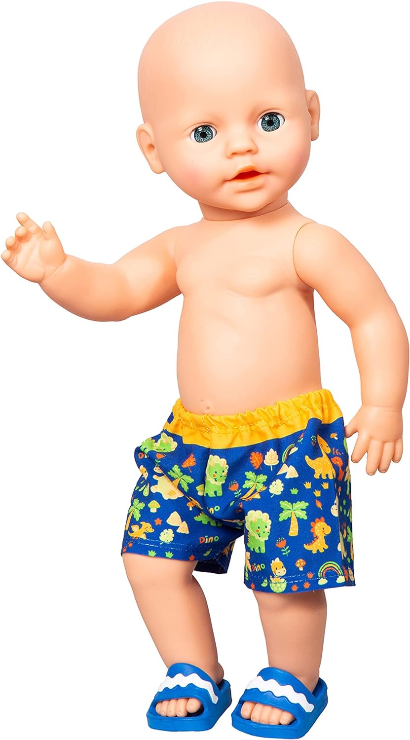 Heless 1119 Swimming Trunks for Dolls in Dinosaur Design, Size 28-35 cm, multicoloured