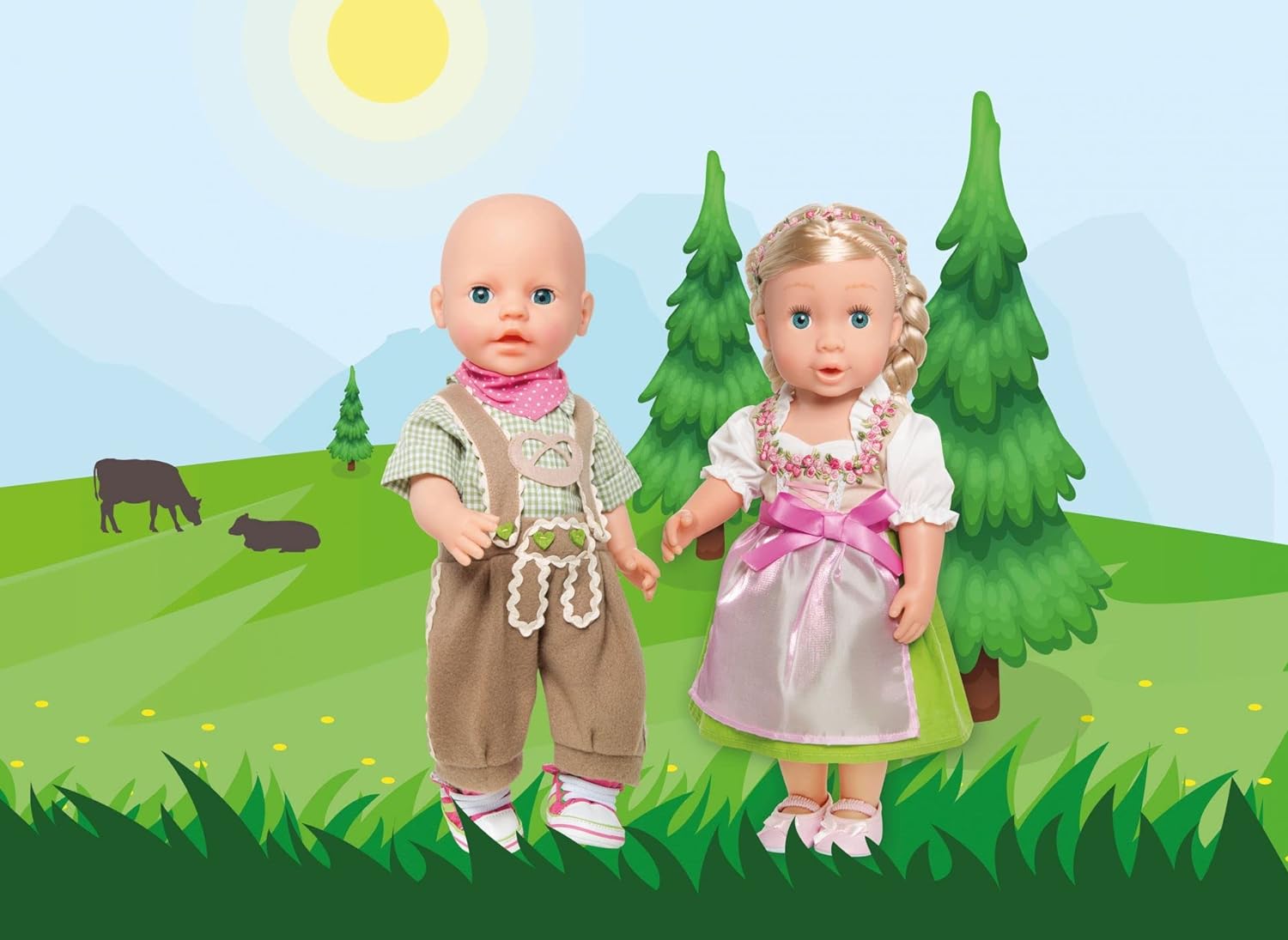 Heless 2114 Doll's Clothing Set 3 Pieces with Traditional Trousers, Shirt and Neckerchief, Size 35-45 cm
