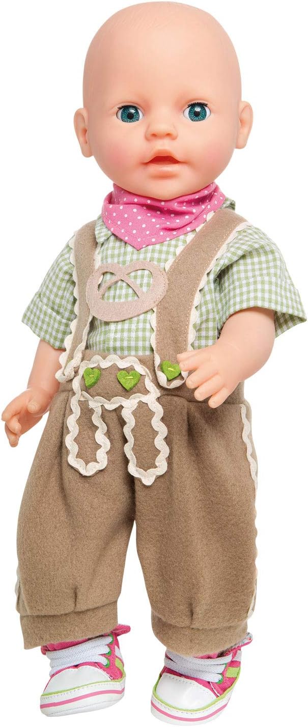 Heless 2114 Doll's Clothing Set 3 Pieces with Traditional Trousers, Shirt and Neckerchief, Size 35-45 cm