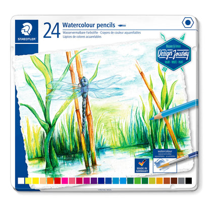 STAEDTLER 14610C Design Journey Watercolour Pencils - Assorted Colours (Tin of 24