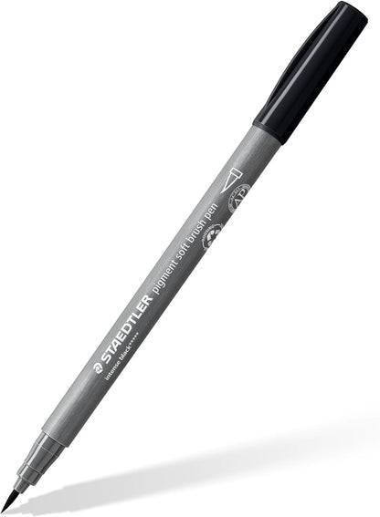 STAEDTLER 372 C6 Pigment Arts Soft Brush Pen - Assorted Grey Colours (Pack of 6) Assorted Greys