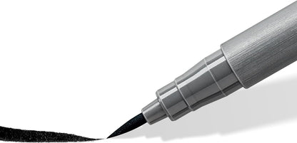 STAEDTLER 372 C6 Pigment Arts Soft Brush Pen - Assorted Grey Colours (Pack of 6) Assorted Greys